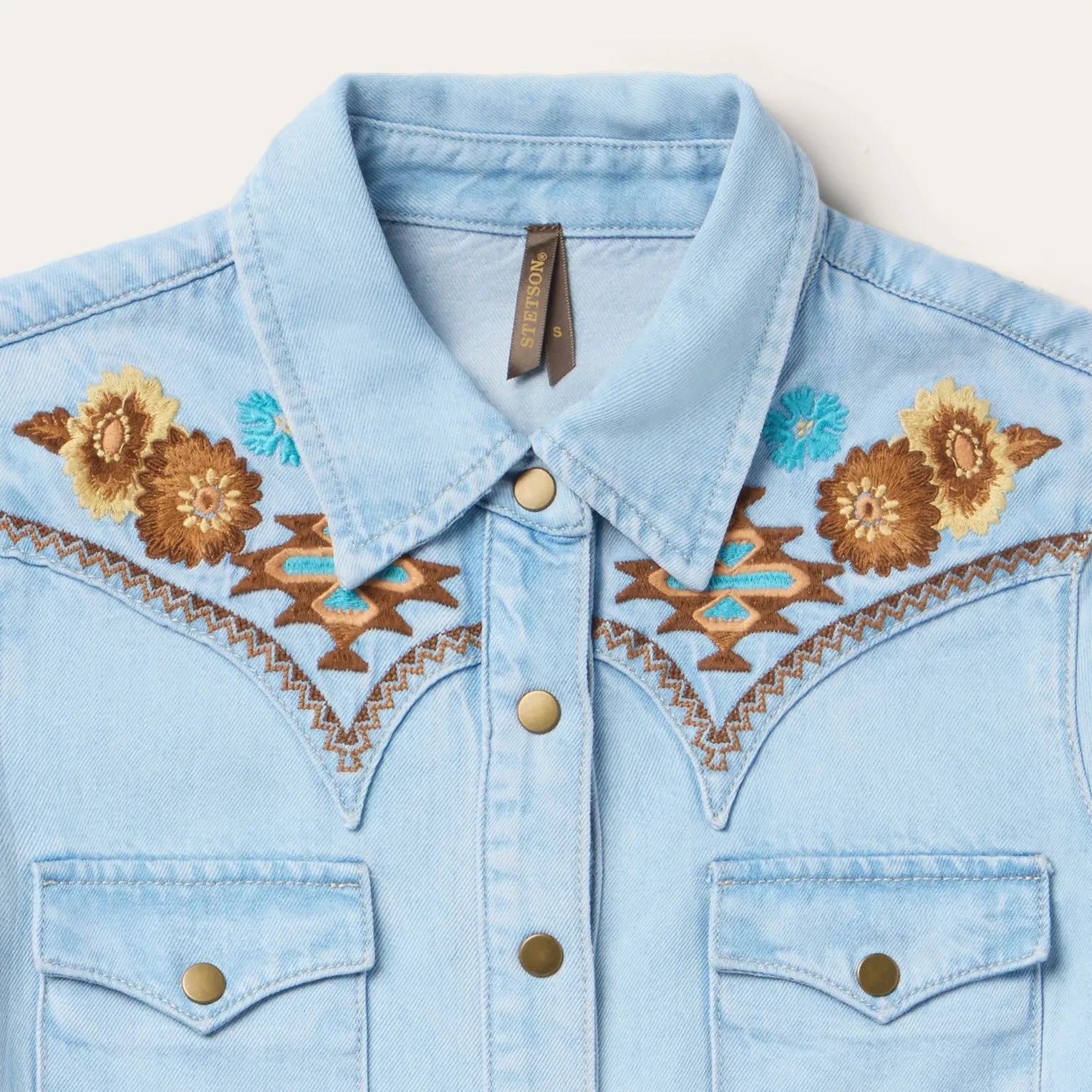 Embroidered Denim Shirt Dress sold by Stetson product image thumbnail 3