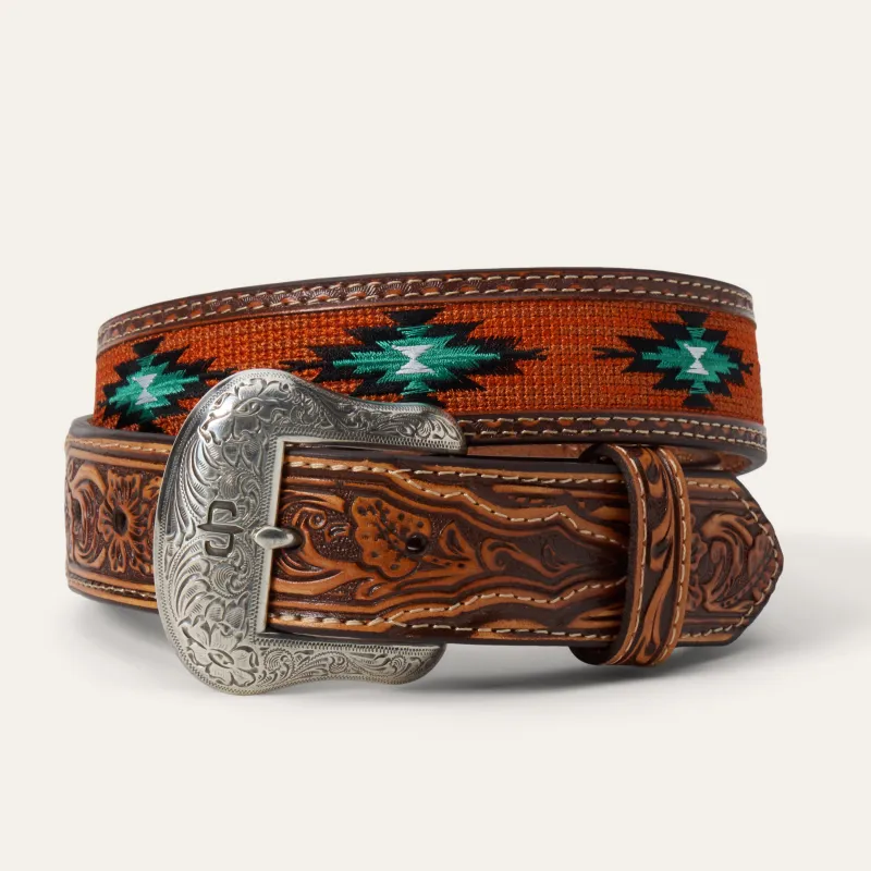 Tooled Tab Embroidered Belt sold by Stetson