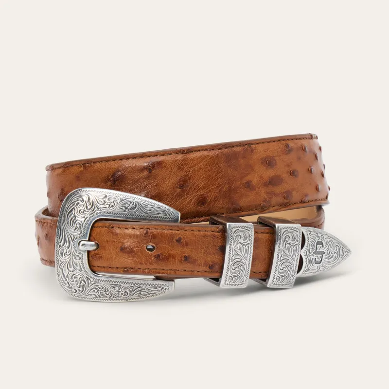 Ostrich Tapered Tab Belt sold by Stetson