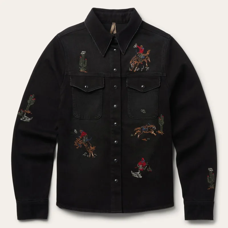 Embroidered Black Denim Shirt sold by Stetson