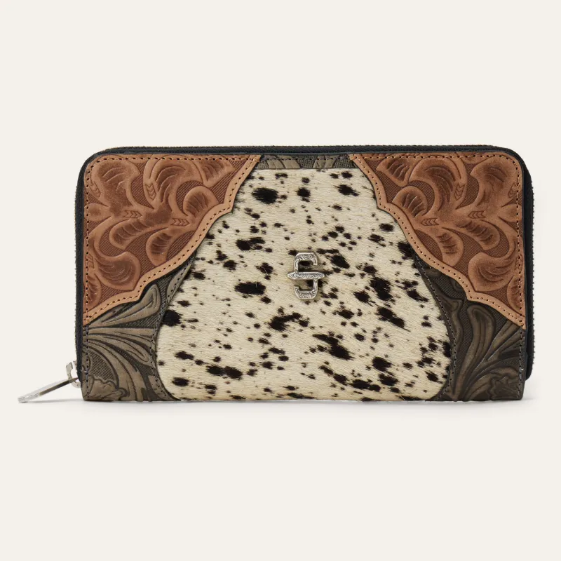 Hair-On-Hide Tooled Zip Wallet sold by Stetson
