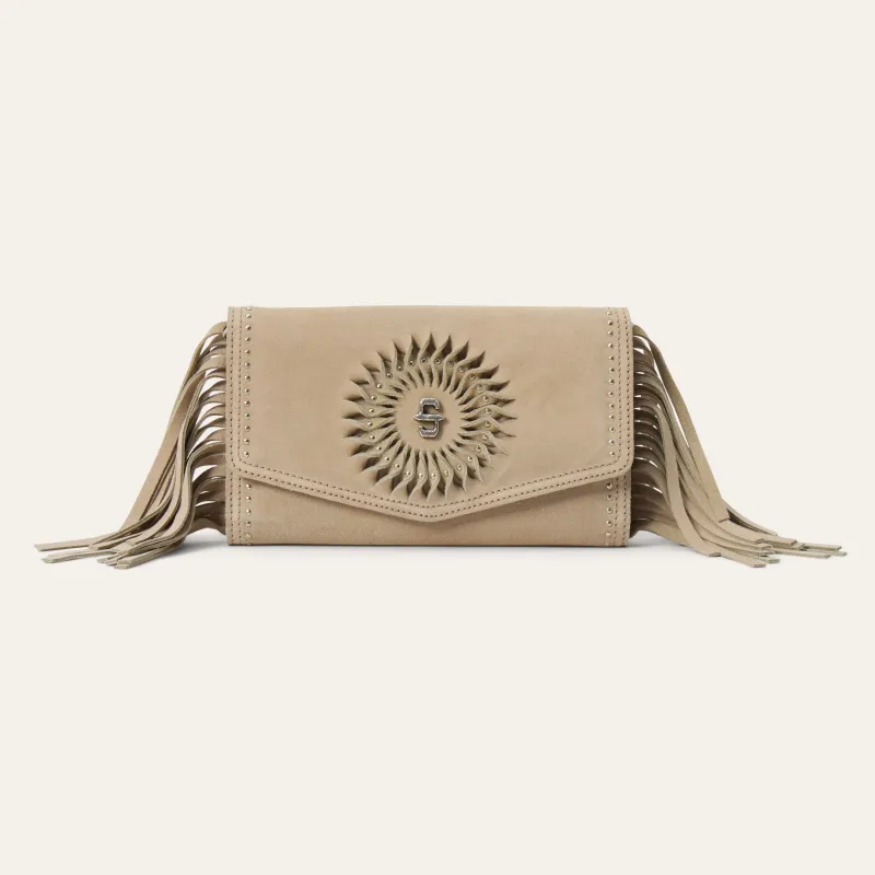 Spiral Suede Fringed Clutch sold by Stetson
