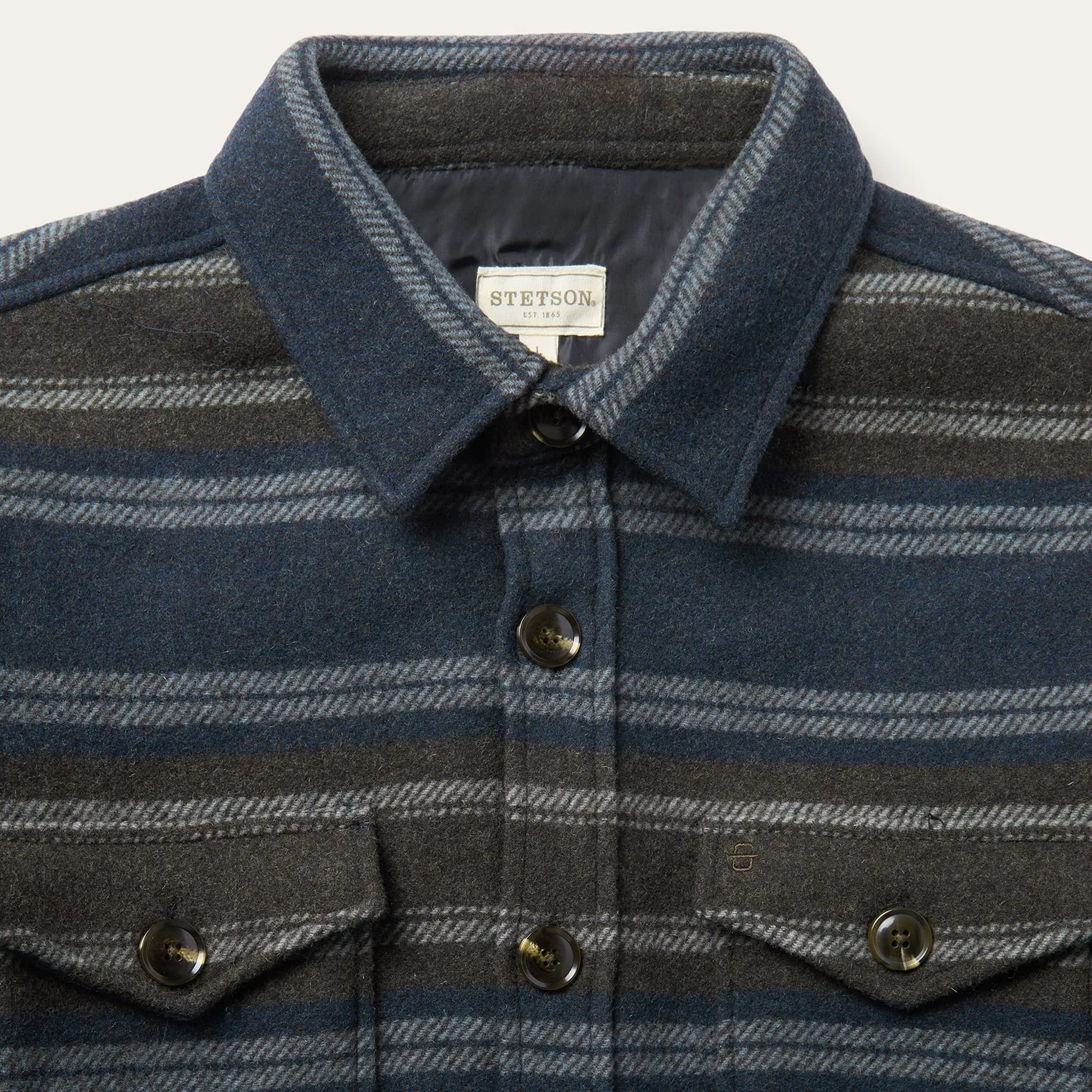 Wool Blend Stripe Shirt Jacket sold by Stetson product image thumbnail 4