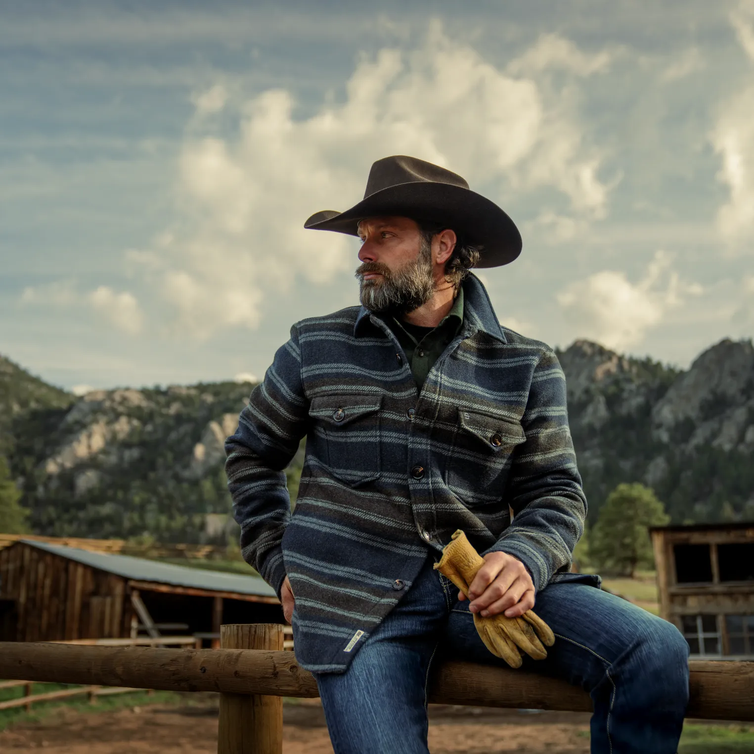 Wool Blend Stripe Shirt Jacket sold by Stetson product image thumbnail 2