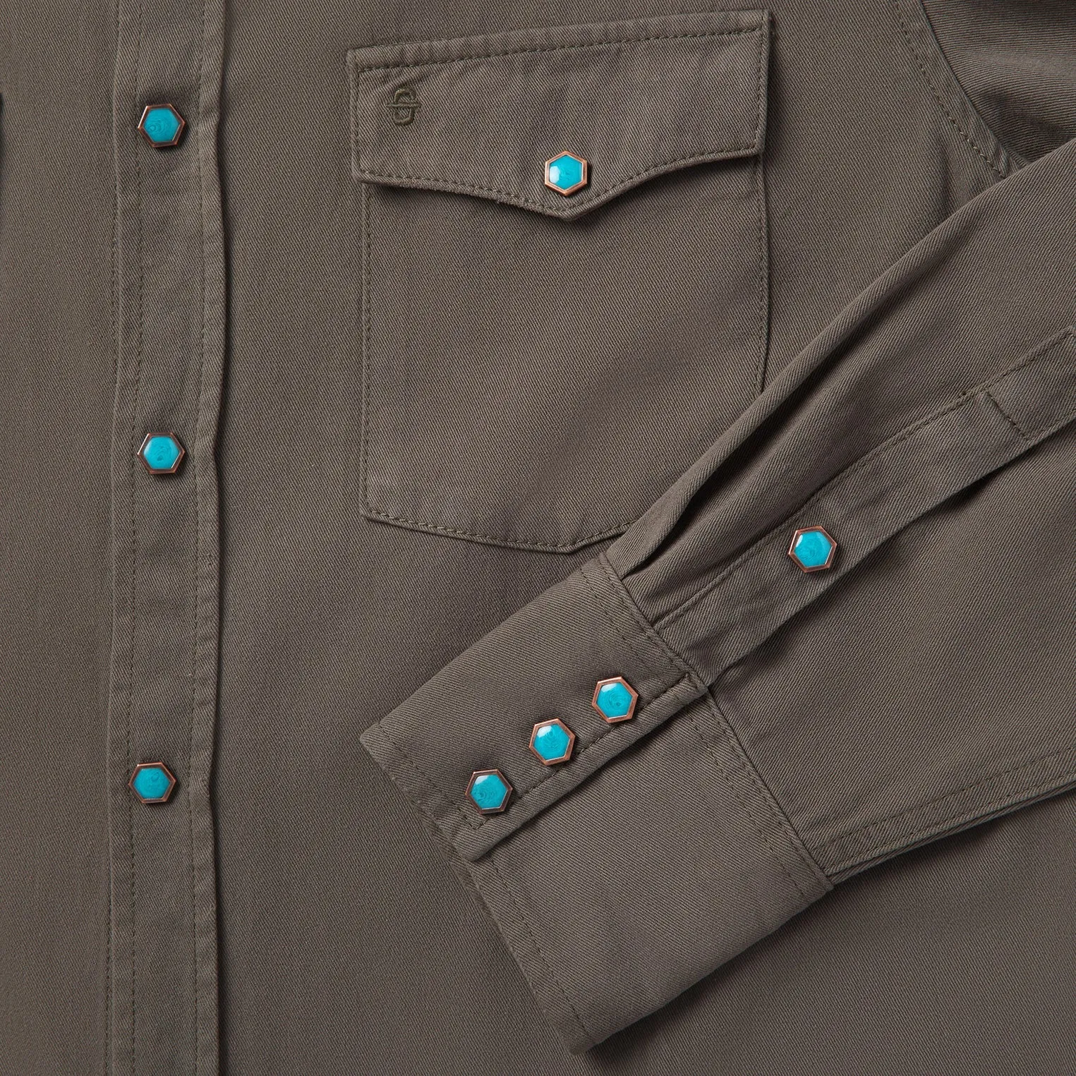 Turquoise Snap Twill Western Shirt sold by Stetson product image thumbnail 5