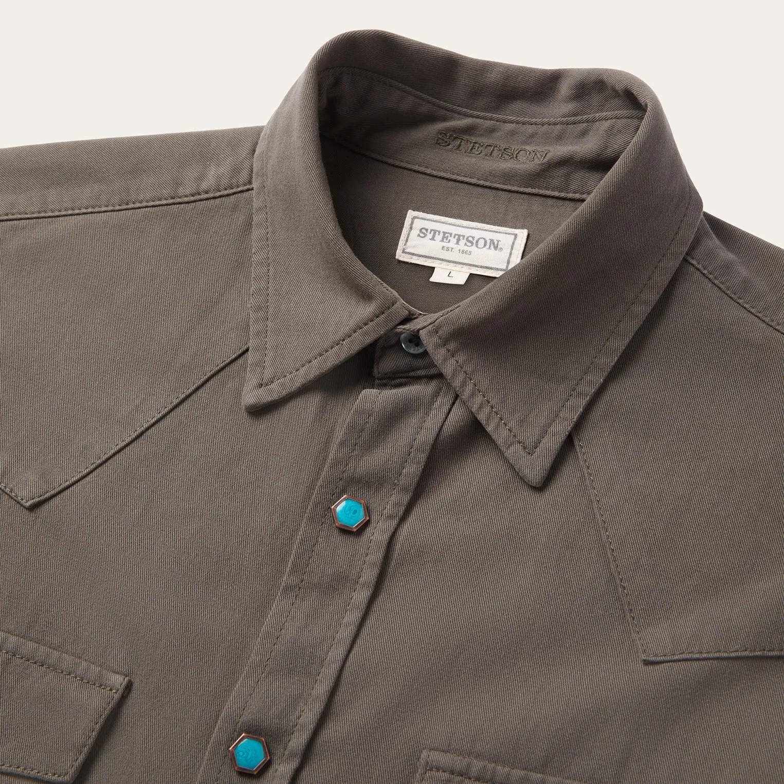 Turquoise Snap Twill Western Shirt sold by Stetson product image thumbnail 3