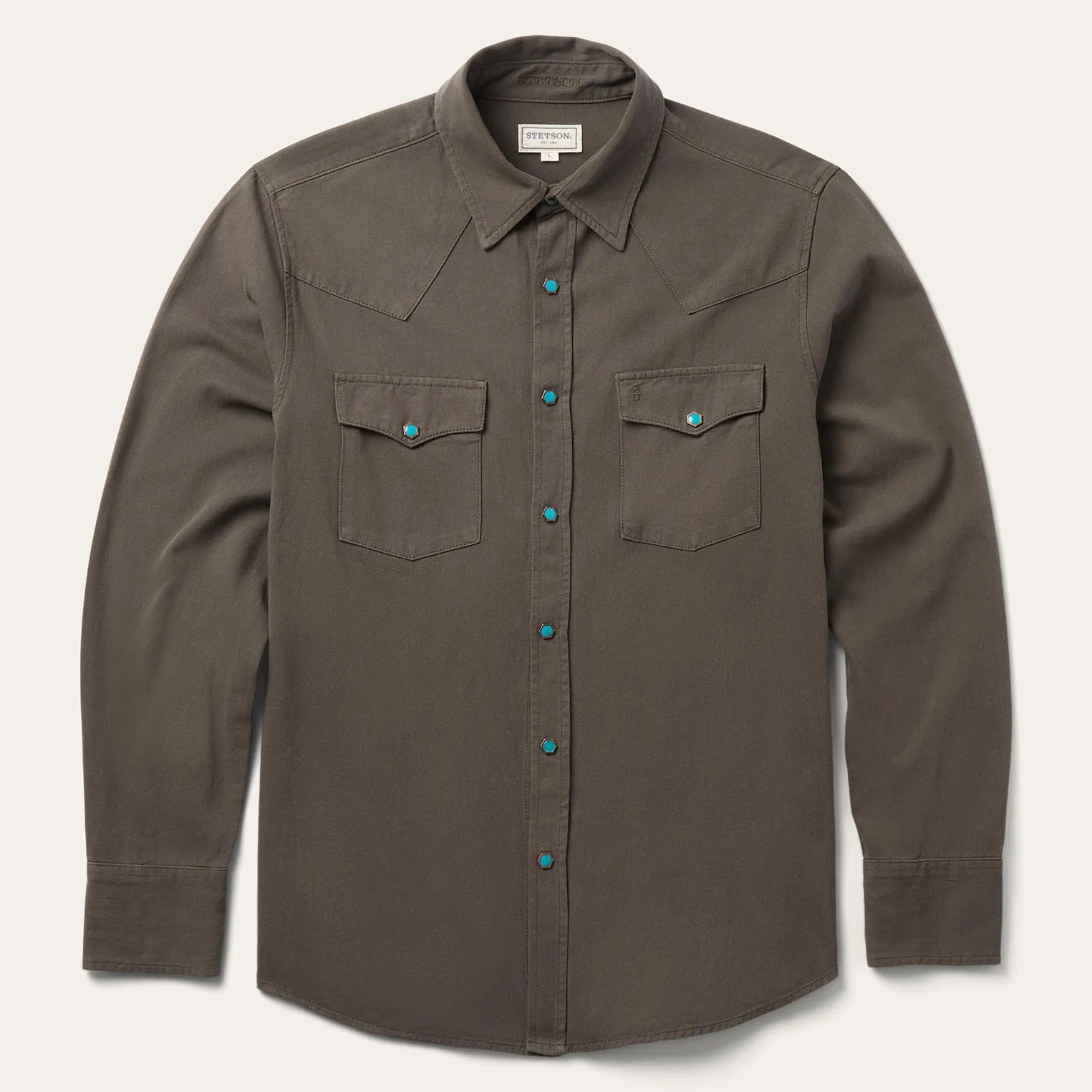 Turquoise Snap Twill Western Shirt sold by Stetson
