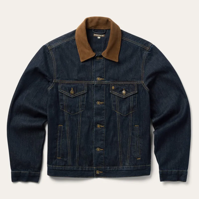 Suede Collar Raw Denim Jacket sold by Stetson