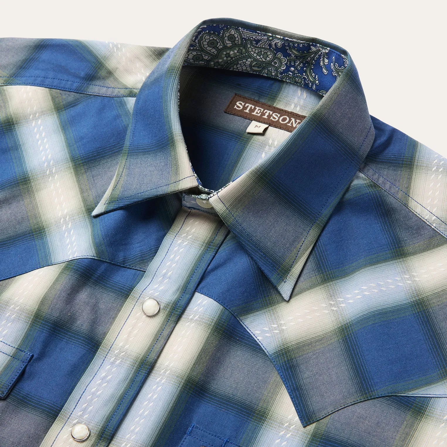 Blue Sage Dobby Plaid Western Shirt sold by Stetson product image thumbnail 3