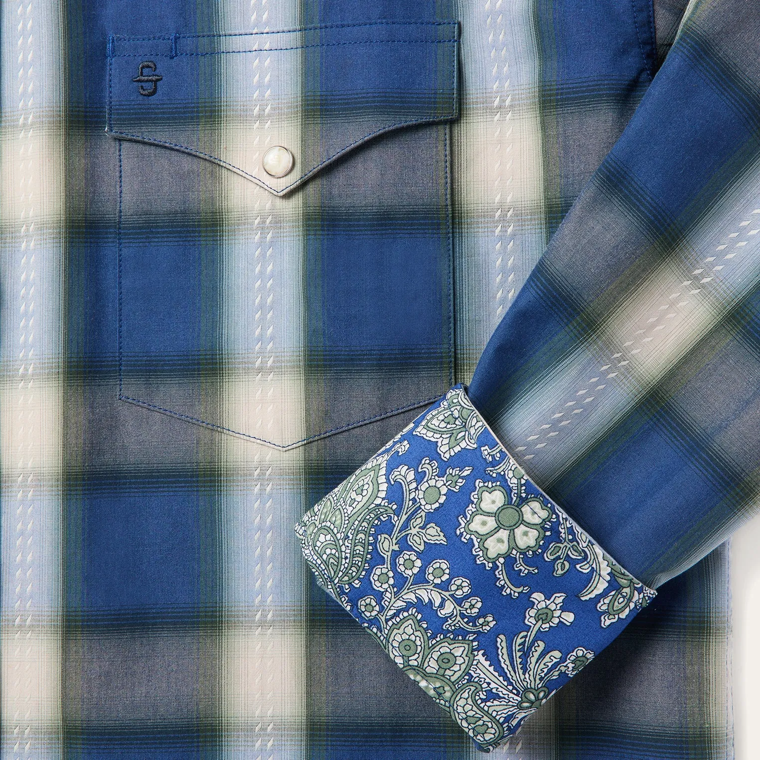 Blue Sage Dobby Plaid Western Shirt sold by Stetson product image thumbnail 5