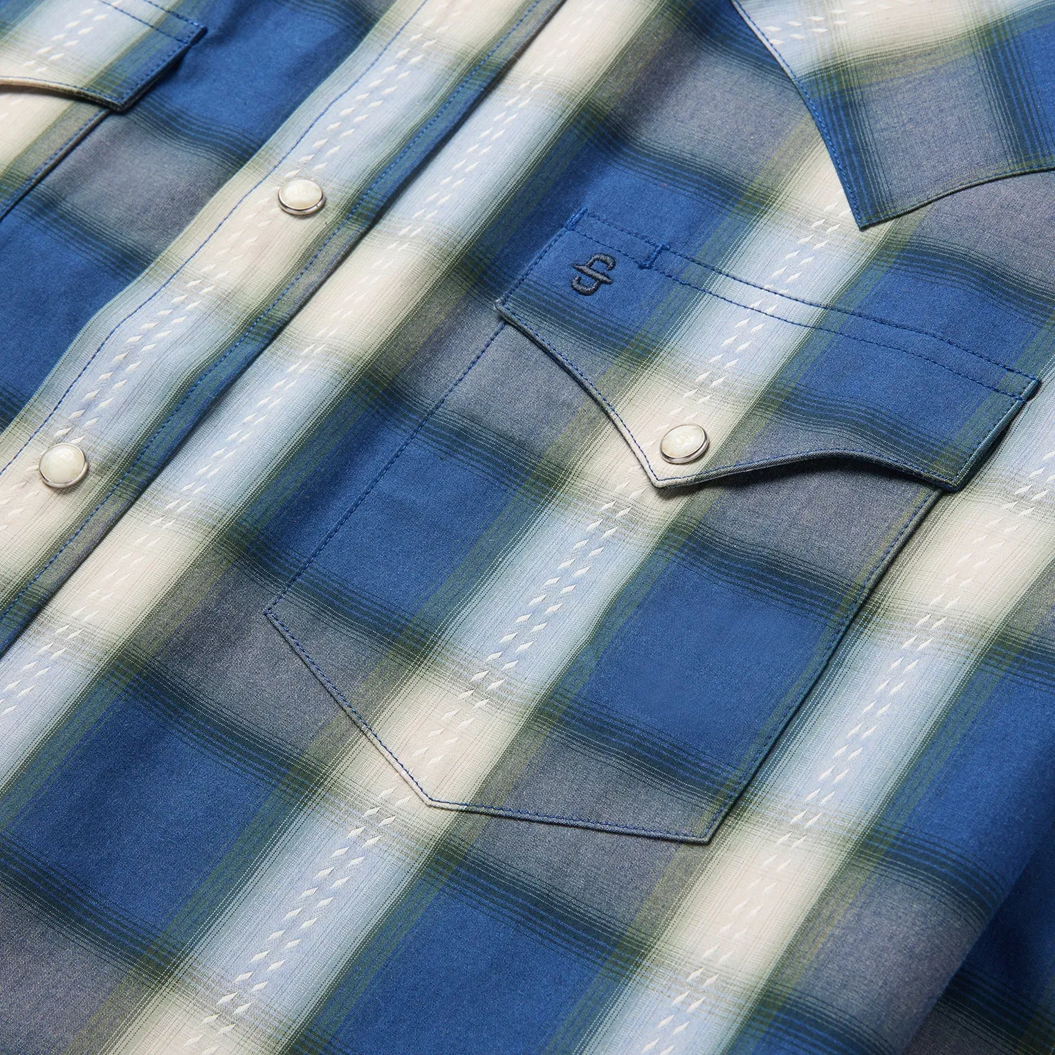 Blue Sage Dobby Plaid Western Shirt sold by Stetson product image thumbnail 4