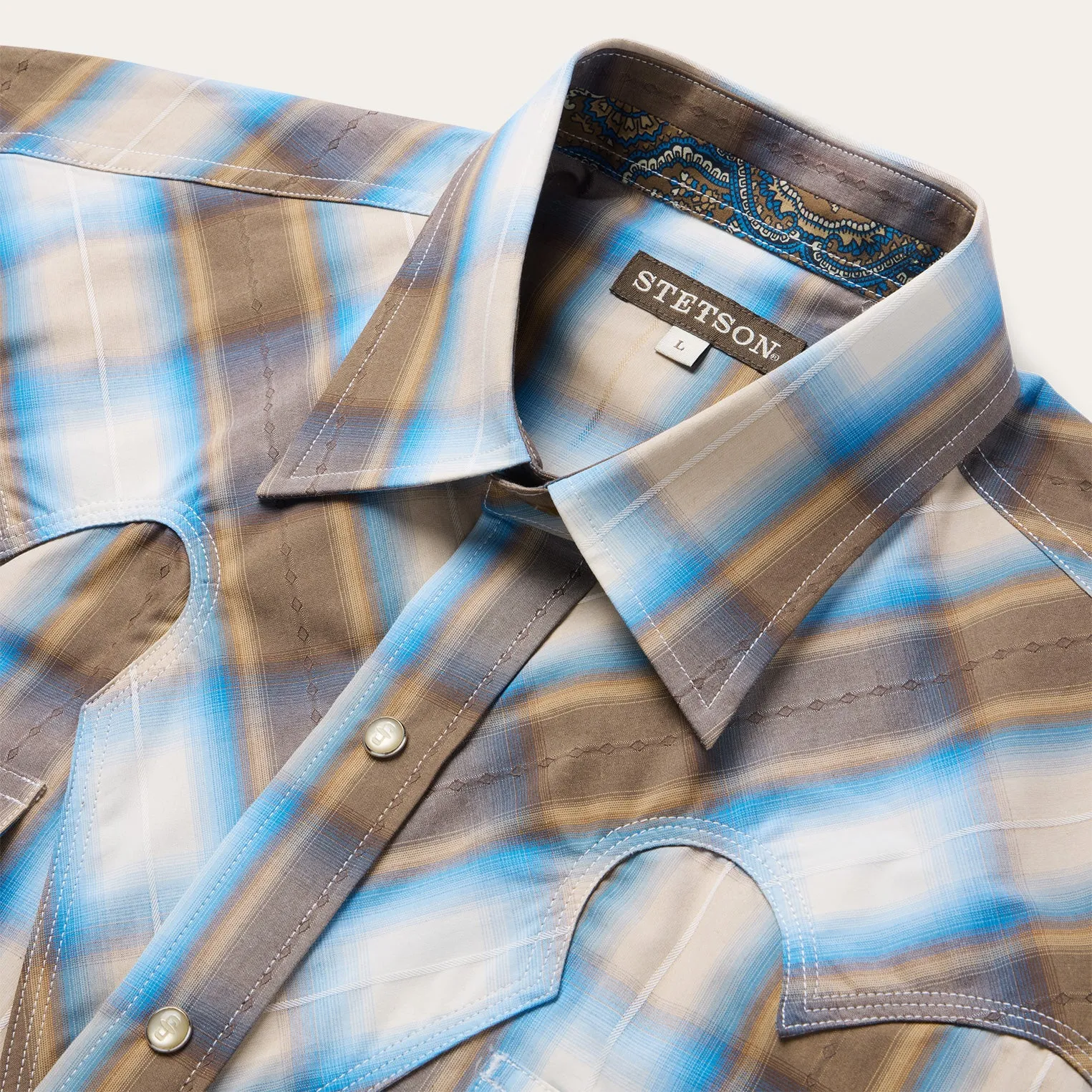 Sandalwood Ombre Plaid Western Shirt sold by Stetson product image thumbnail 3