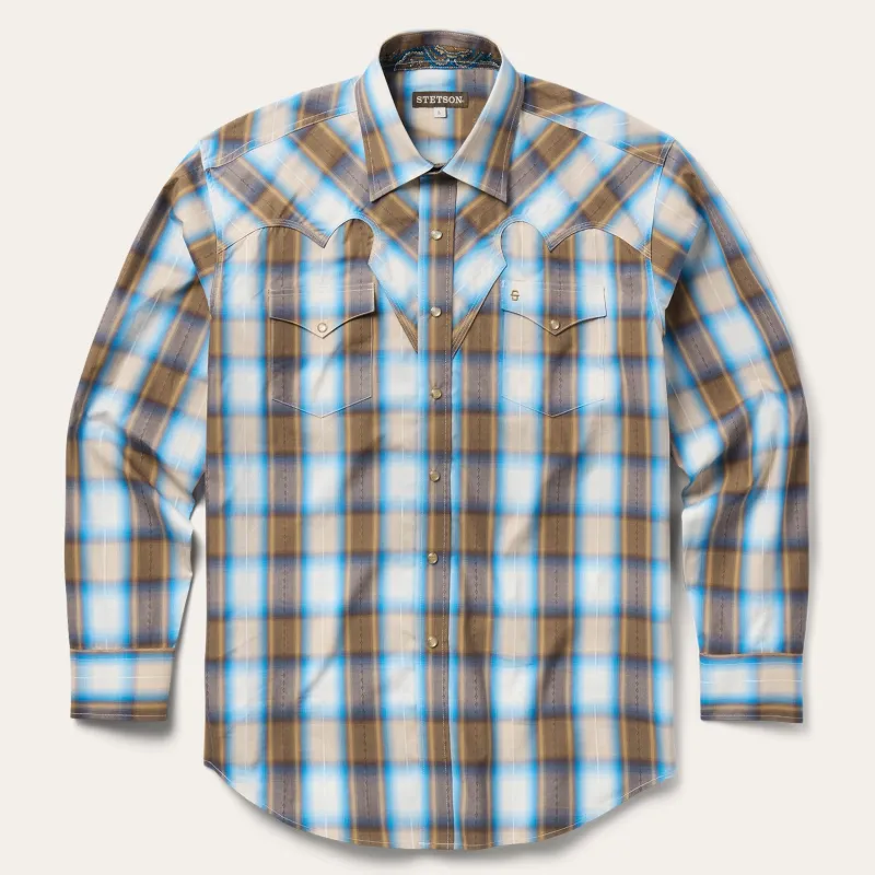 Sandalwood Ombre Plaid Western Shirt sold by Stetson
