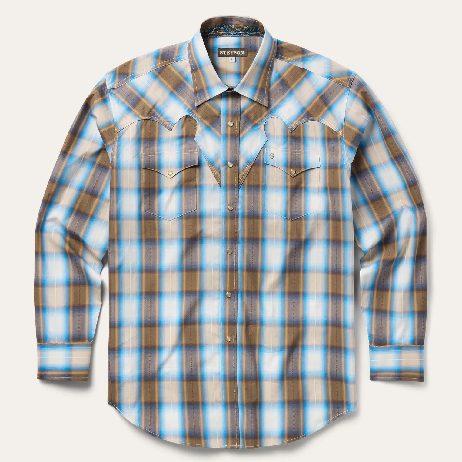 Sandalwood Ombre Plaid Western Shirt sold by Stetson
