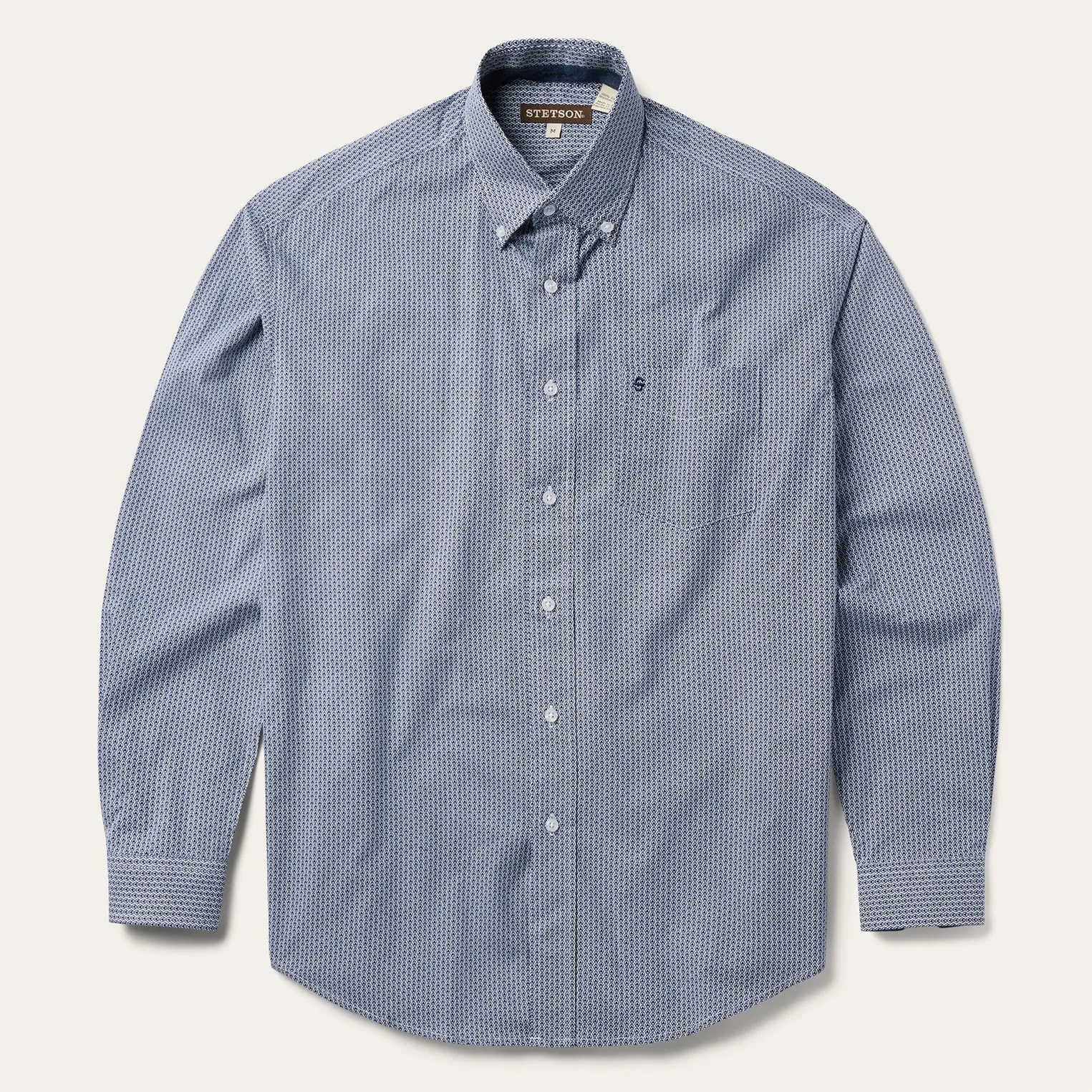 Blue Deco Geo Print Button Front Shirt sold by Stetson