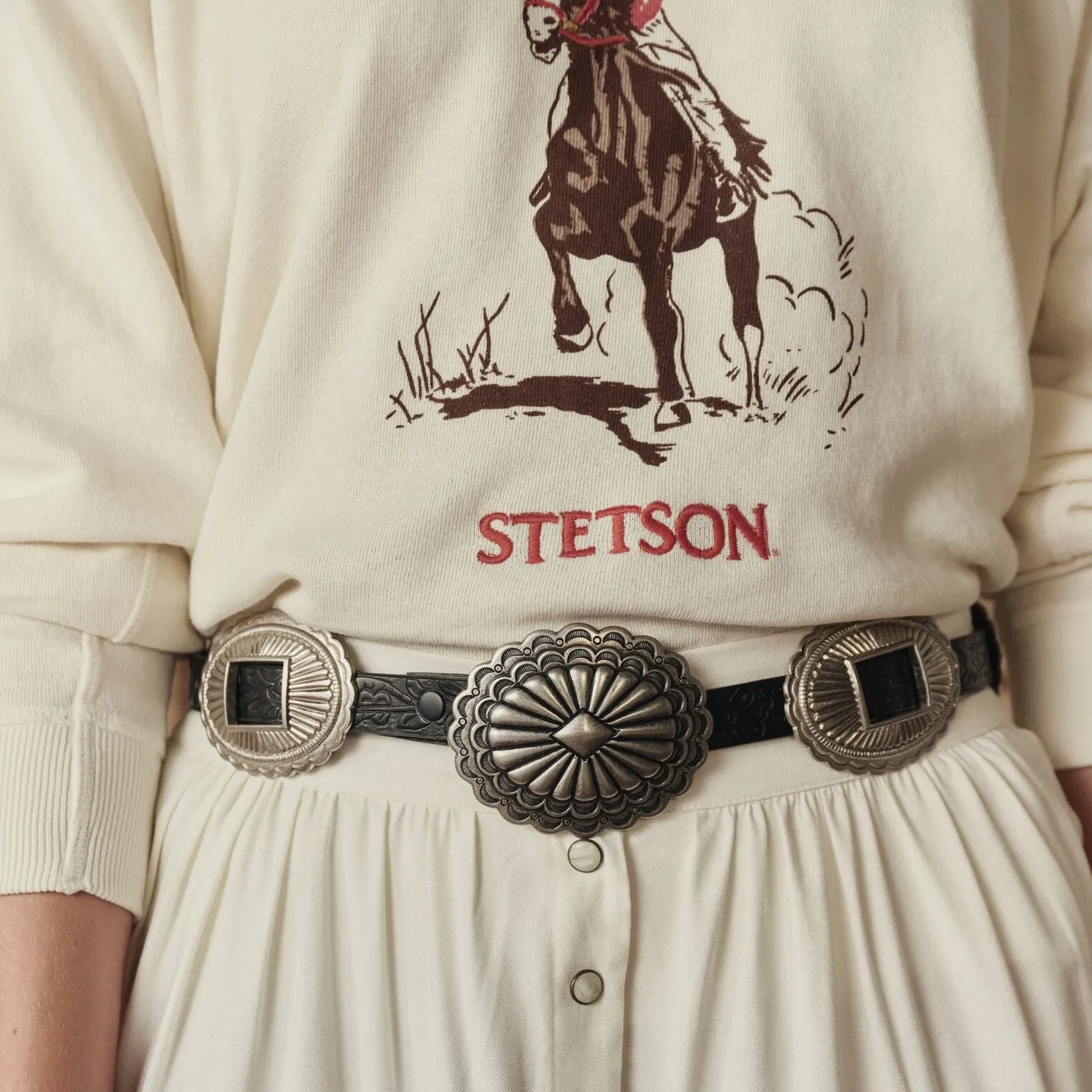 Stetson & THE GREAT. Tooled Leather Concho Belt sold by Stetson product image thumbnail 3