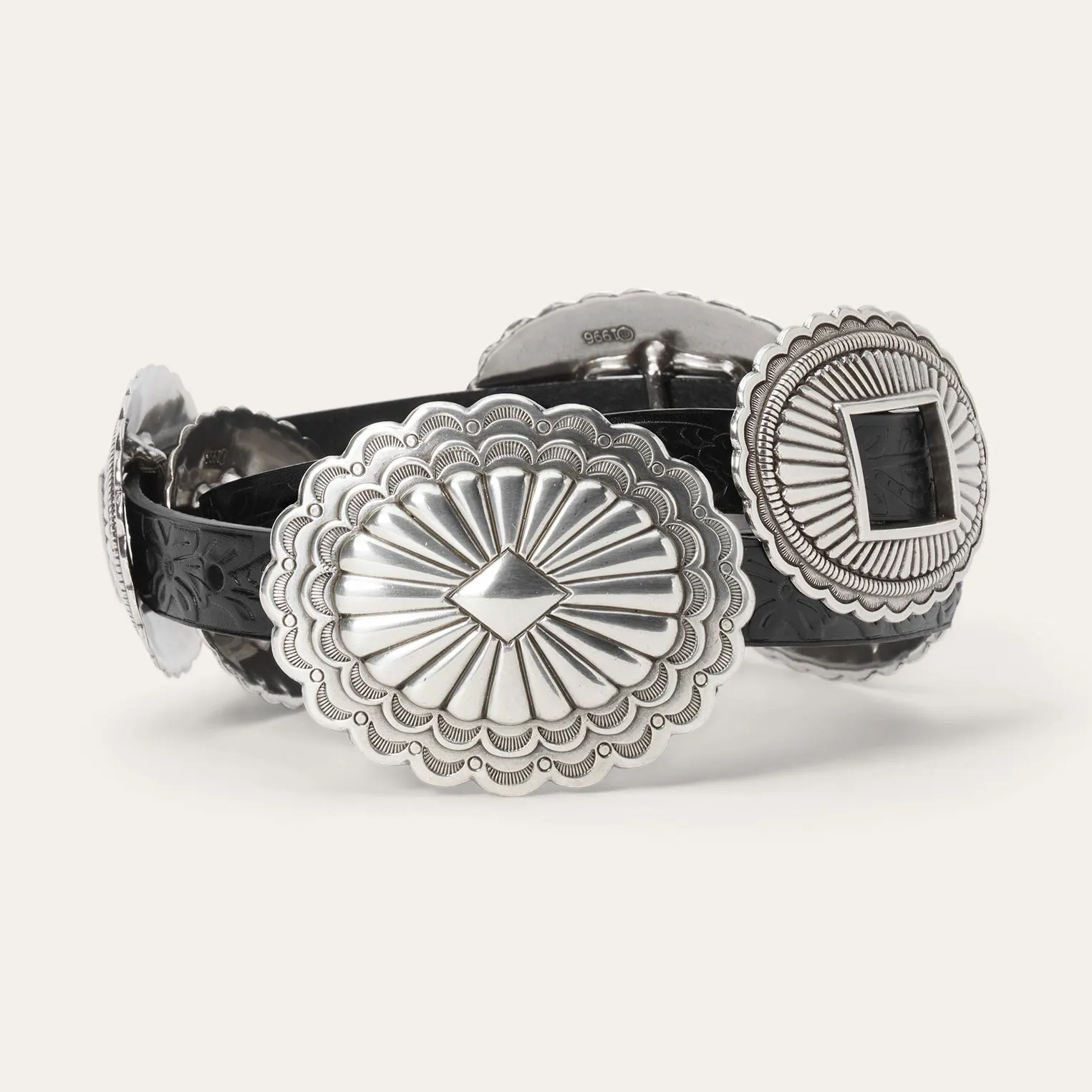 Stetson & THE GREAT. Tooled Leather Concho Belt sold by Stetson