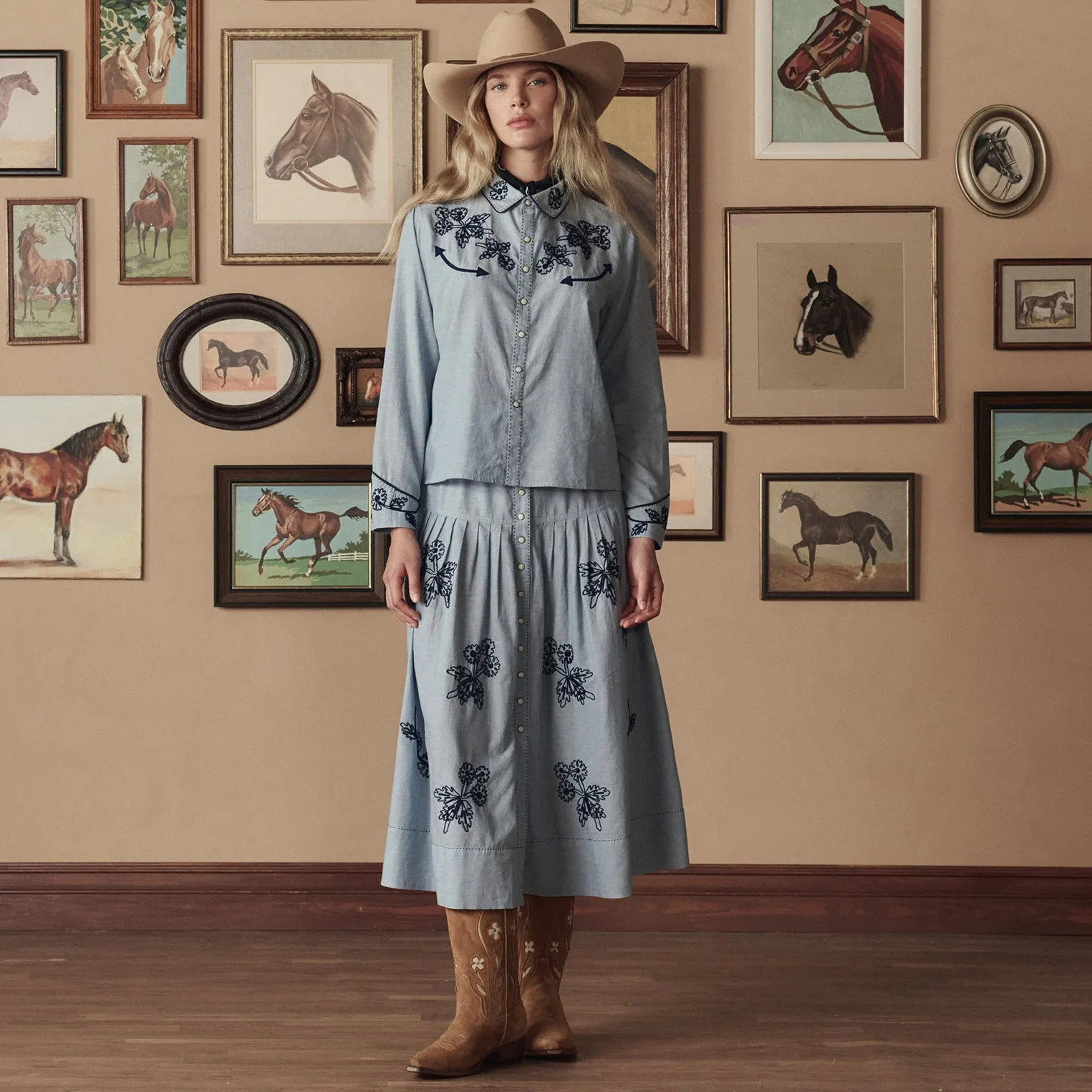 Stetson & THE GREAT. The Chambray Embroidered Western Shirt sold by Stetson product image thumbnail 2