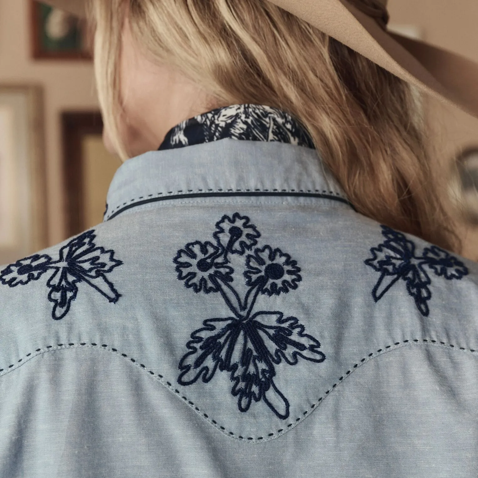 Stetson & THE GREAT. The Chambray Embroidered Western Shirt sold by Stetson product image thumbnail 5