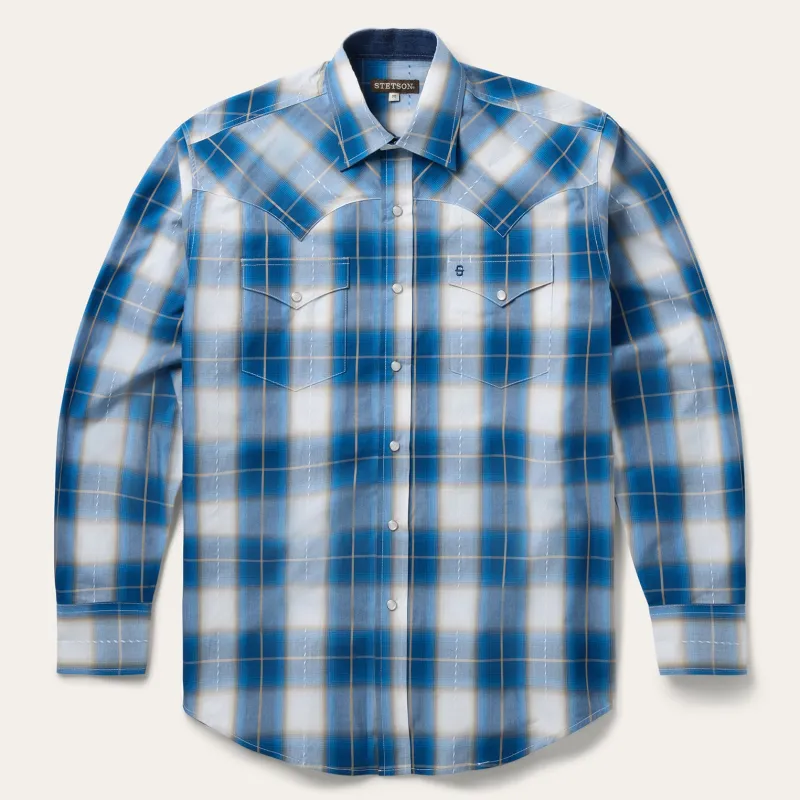 Ombre Plaid Western Shirt made by Stetson
