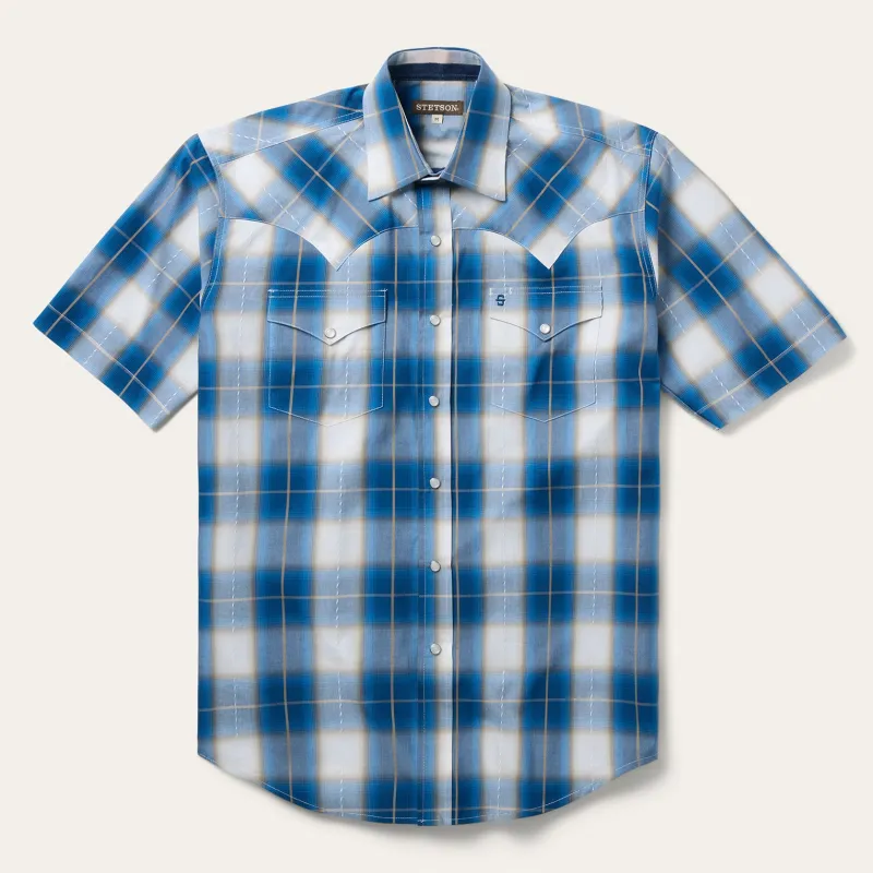 Ombre Plaid Short Sleeve Shirt made by Stetson