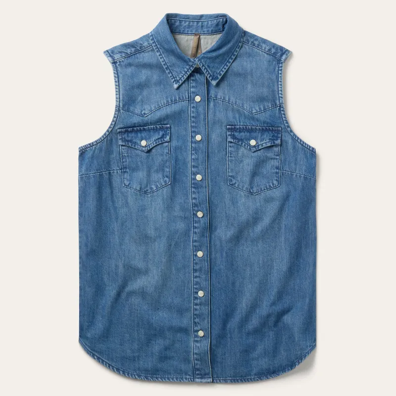 Embroidered Sleeveless Denim Shirt made by Stetson
