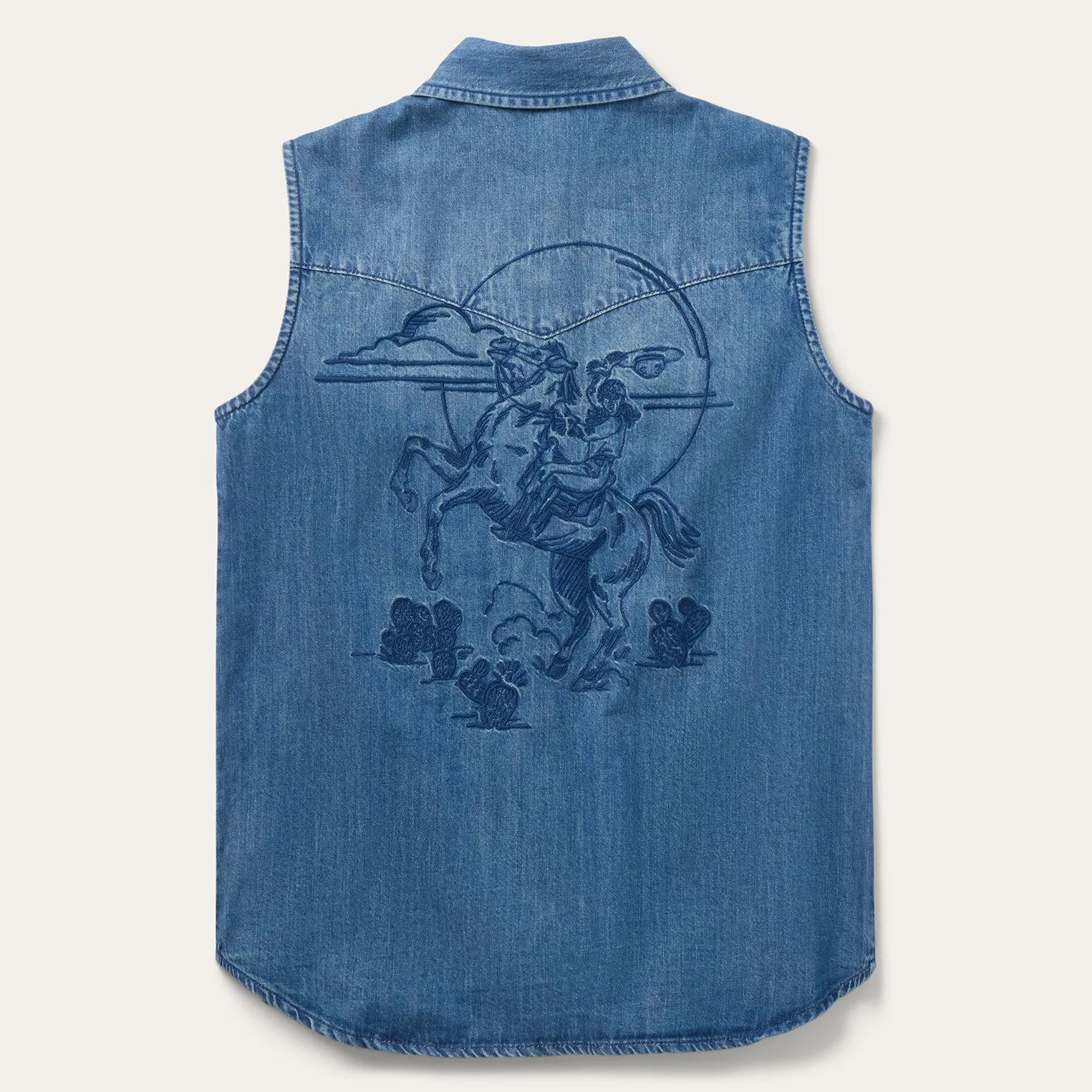 Embroidered Sleeveless Denim Shirt sold by Stetson product image thumbnail 2