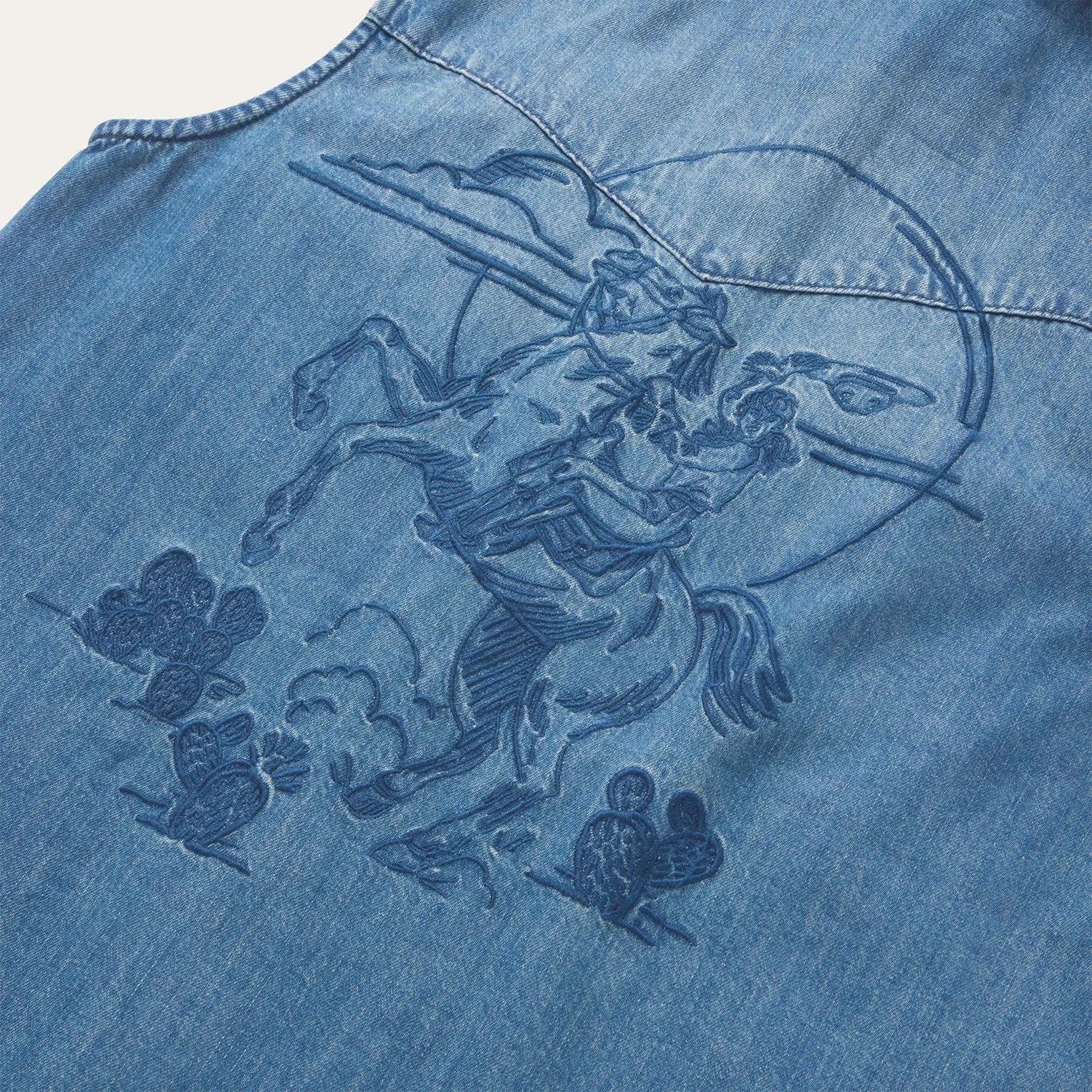 Embroidered Sleeveless Denim Shirt sold by Stetson product image thumbnail 3