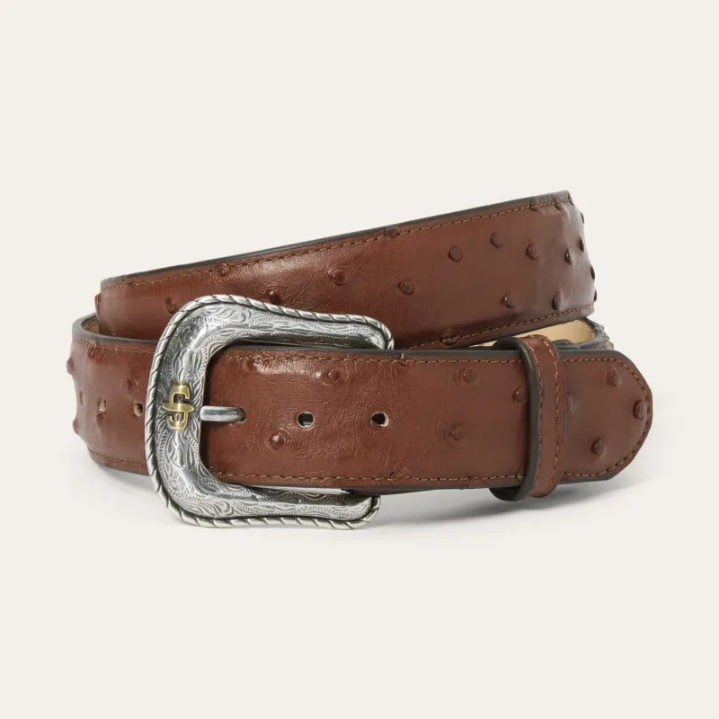 Ostrich Western Tab Belt made by Stetson