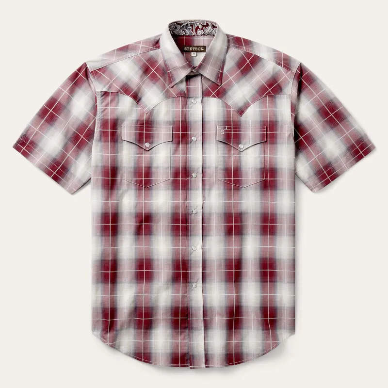 Ombre Plaid Short Sleeve Shirt made by Stetson