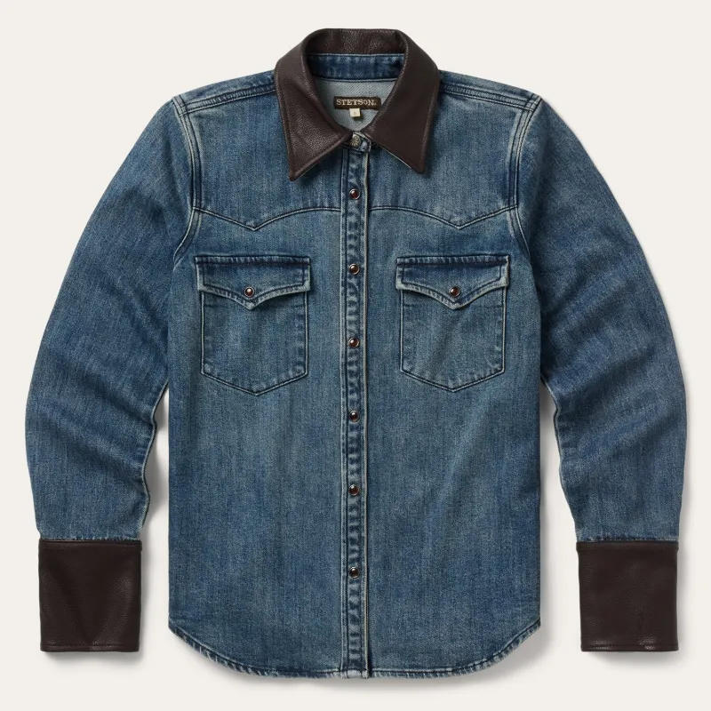 Stretch Denim Western Shirt made by Stetson