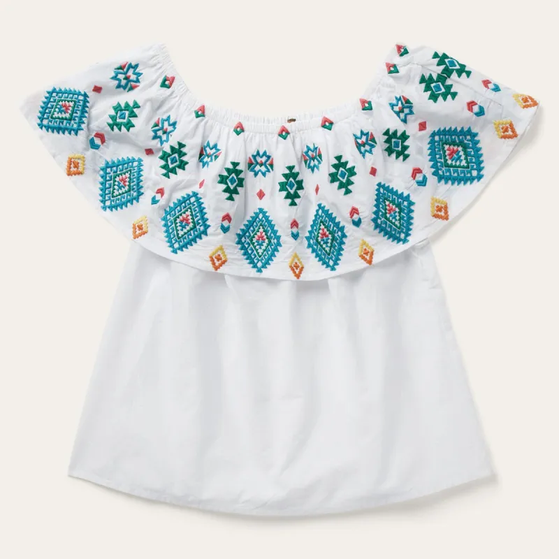 Bright Schiffli Embroidered White Cotton Lawn Blouse sold by Stetson