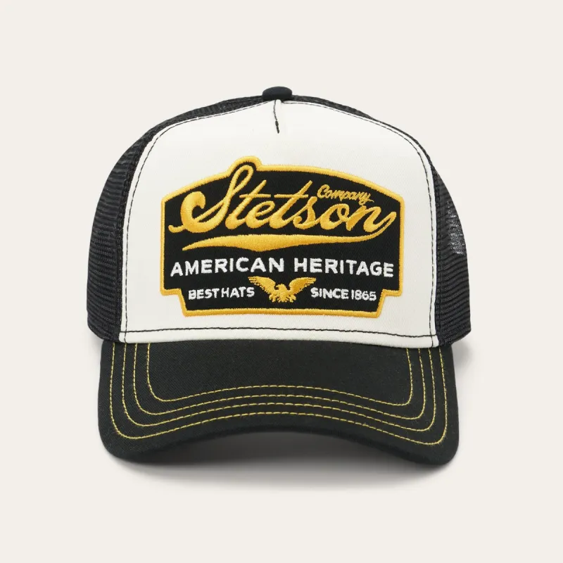 Black Script Heritage Trucker Cap sold by Stetson