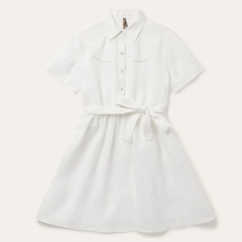 White Linen Shirt Dress made by Stetson