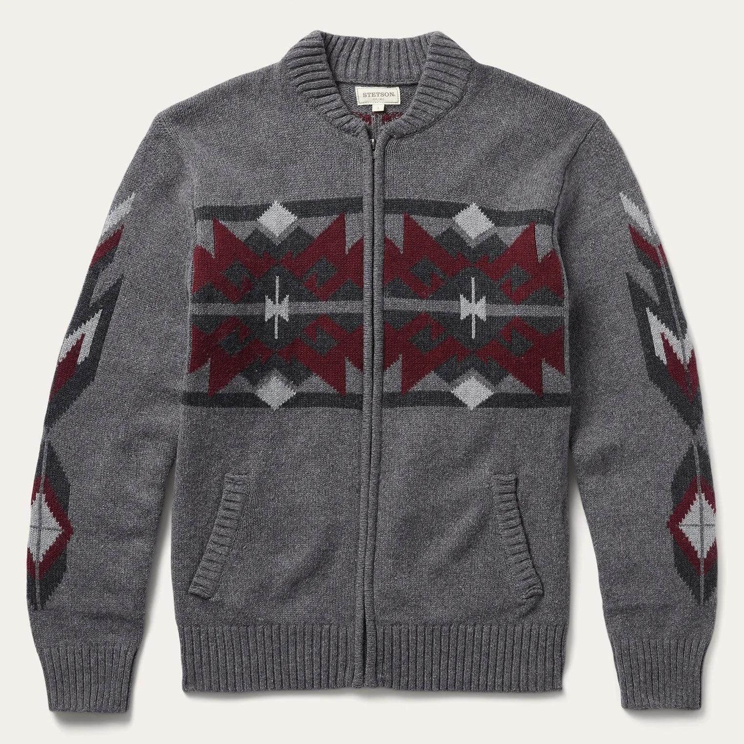 Grey Aztec Cardigan sold by Stetson