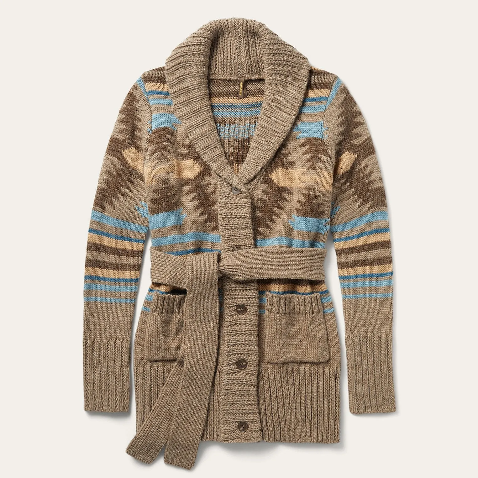 Chunky Knit Tie Sweater in Brown sold by Stetson