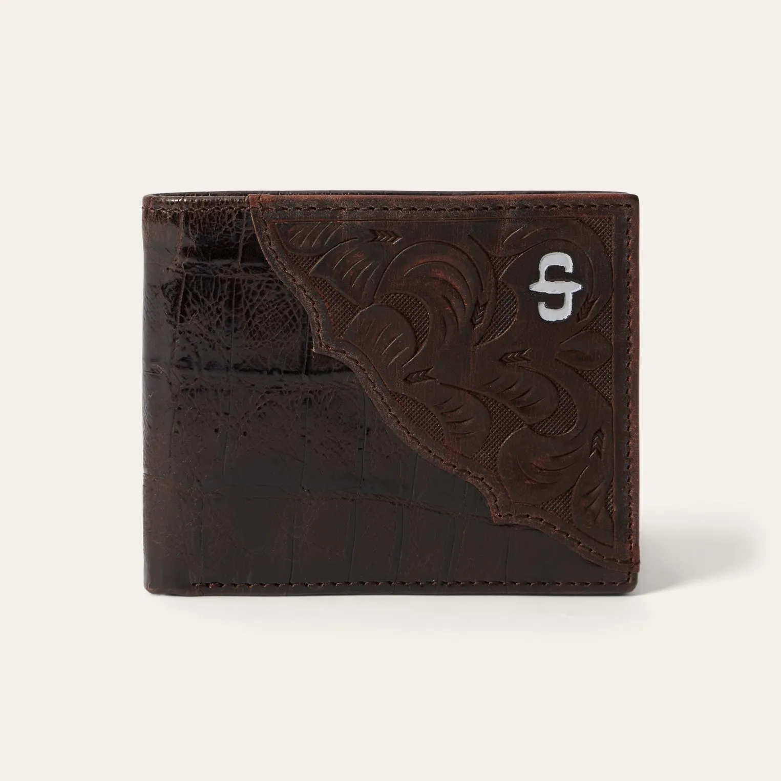Tooled Embossed Croco Bi-Fold Wallet sold by Stetson