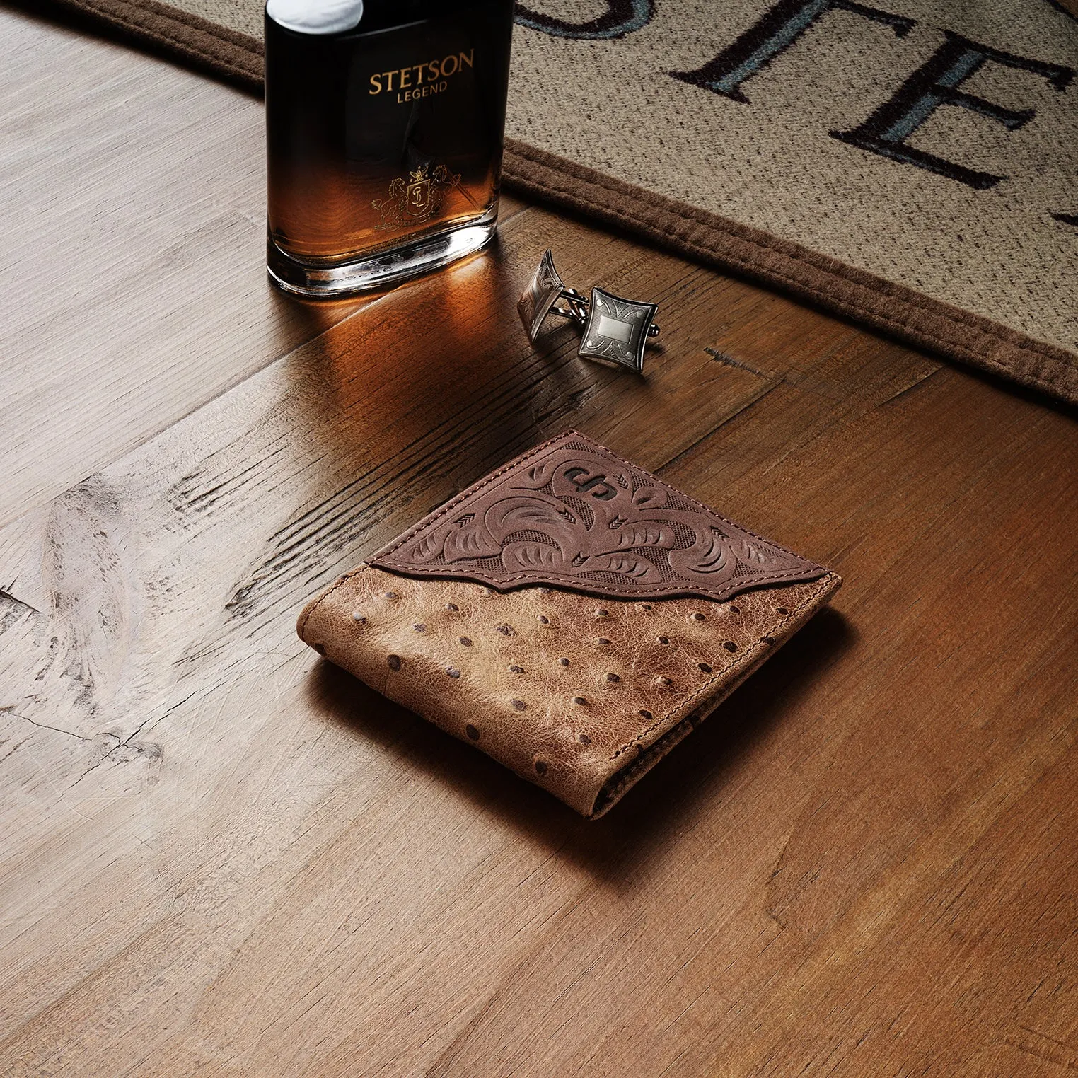 Tooled Embossed Ostrich Bi-Fold Wallet sold by Stetson product image thumbnail 2