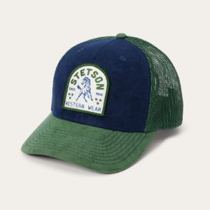 Navy Horse Patch Trucker Cap sold by Stetson