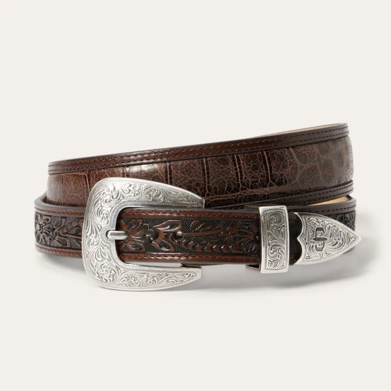 Croco Print Tooled Tapered Belt sold by Stetson
