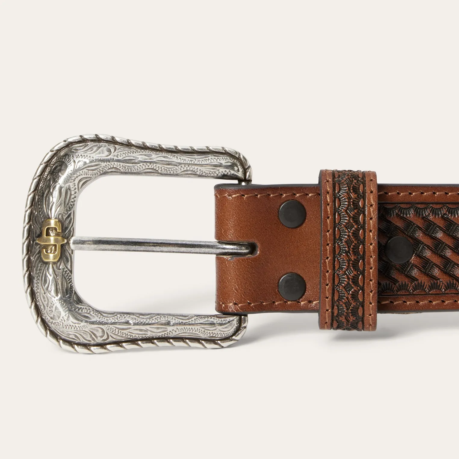 Pebble Leather Basket Weave Tabs Belt sold by Stetson product image thumbnail 5