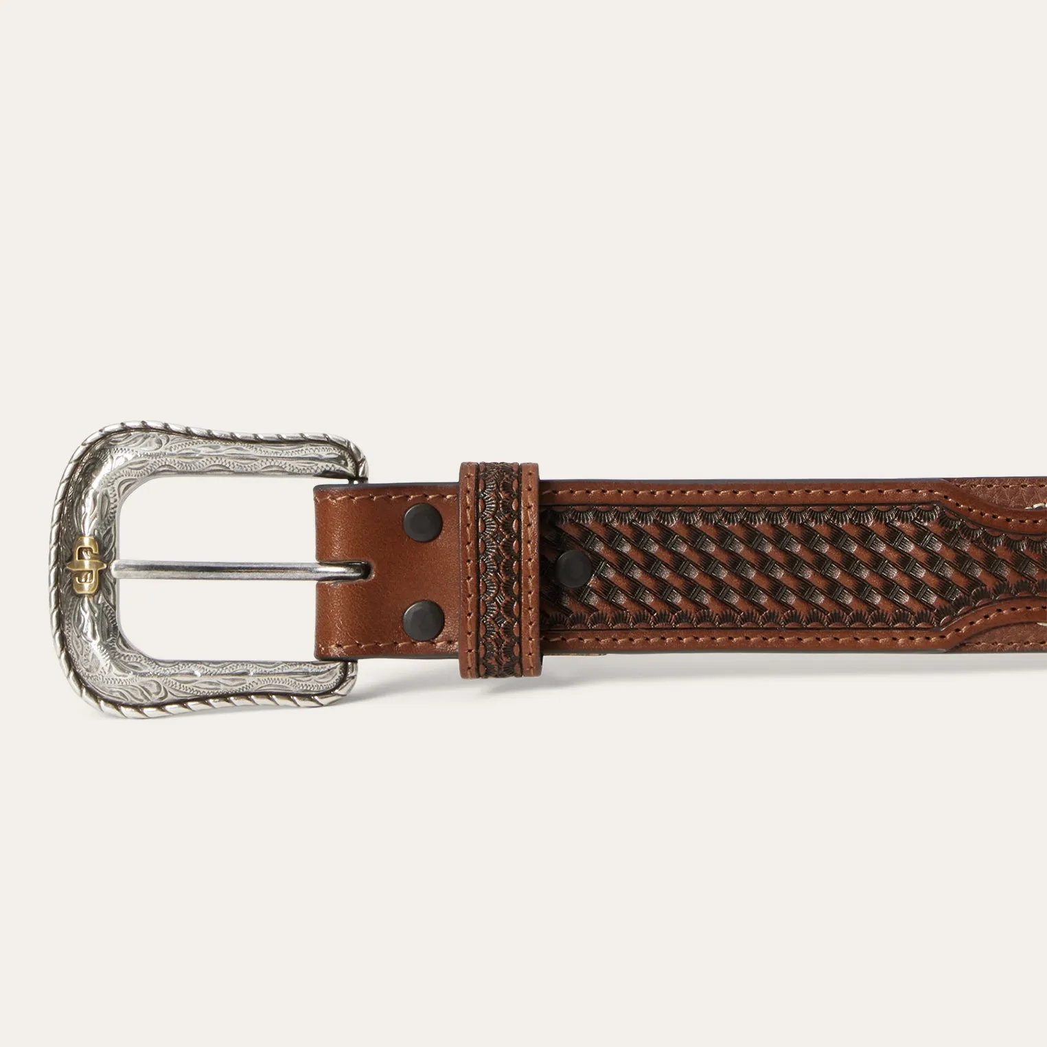 Pebble Leather Basket Weave Tabs Belt sold by Stetson product image thumbnail 3