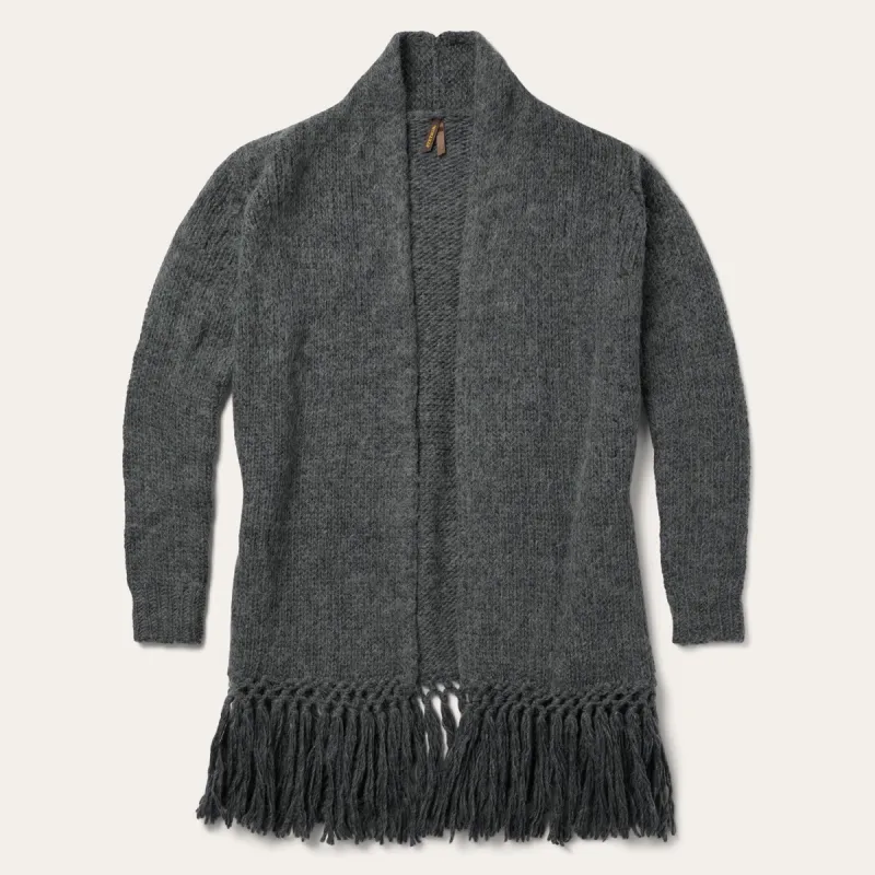 Charcoal Fringed Cardigan sold by Stetson