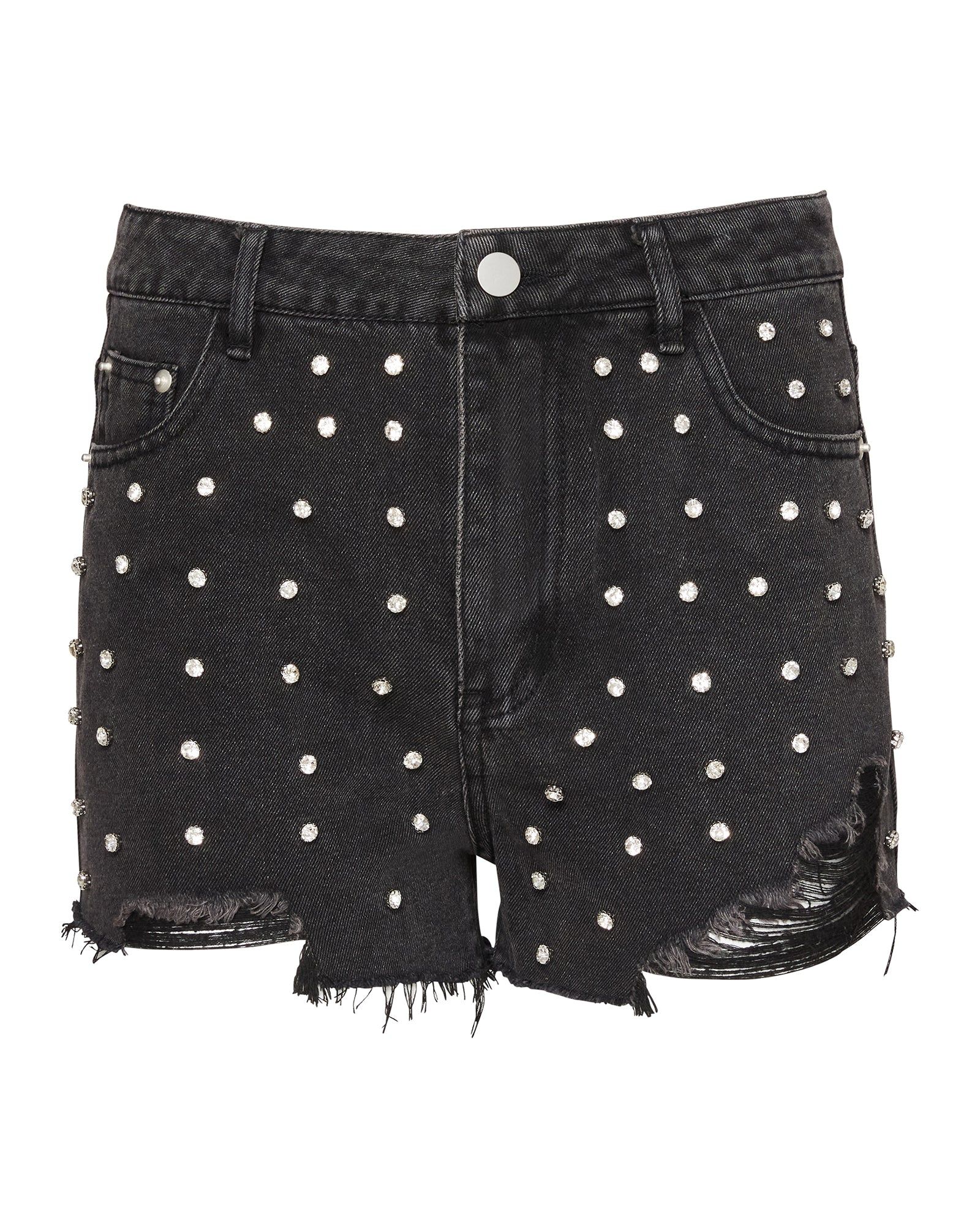 RHINESTONE DISTRESSED DENIM SHORTS BLACK sold by Steve Madden product image thumbnail 5