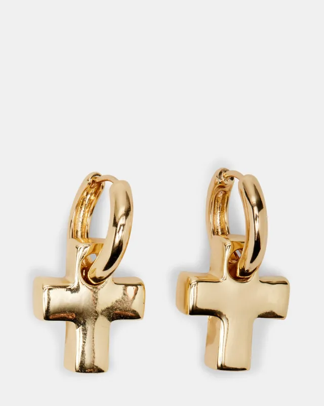 PUFFY CROSS EARRINGS GOLD sold by Steve Madden