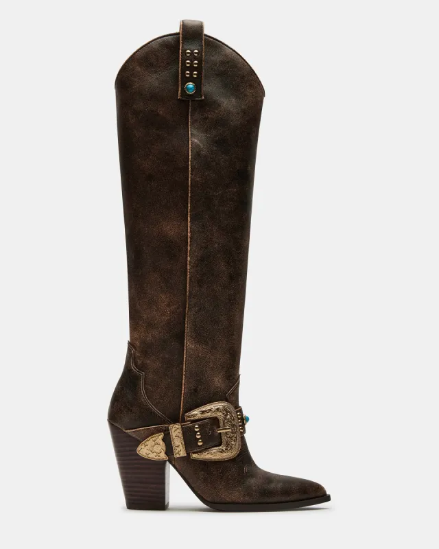 LASSO BUCKLE BROWN DISTRESSED sold by Steve Madden