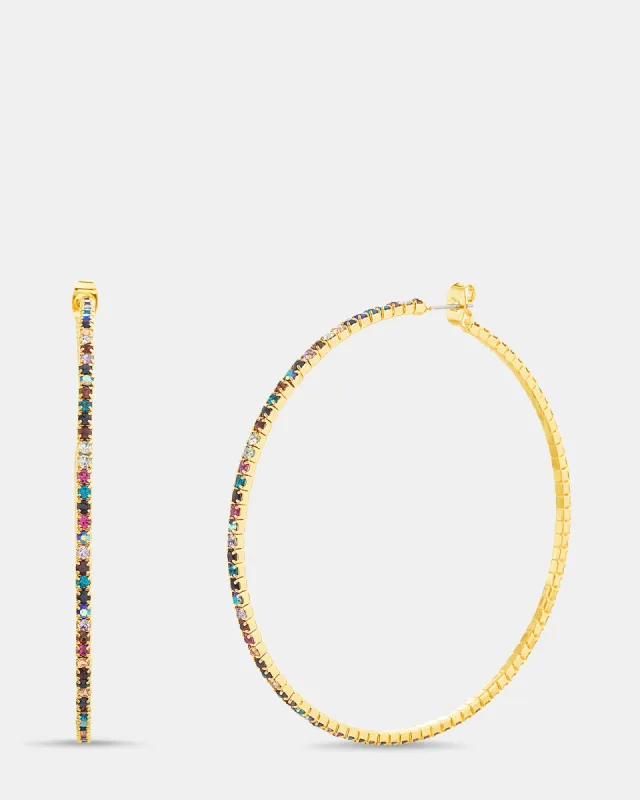 CRYSTAL HOOPS RAINBOW MULTI sold by Steve Madden