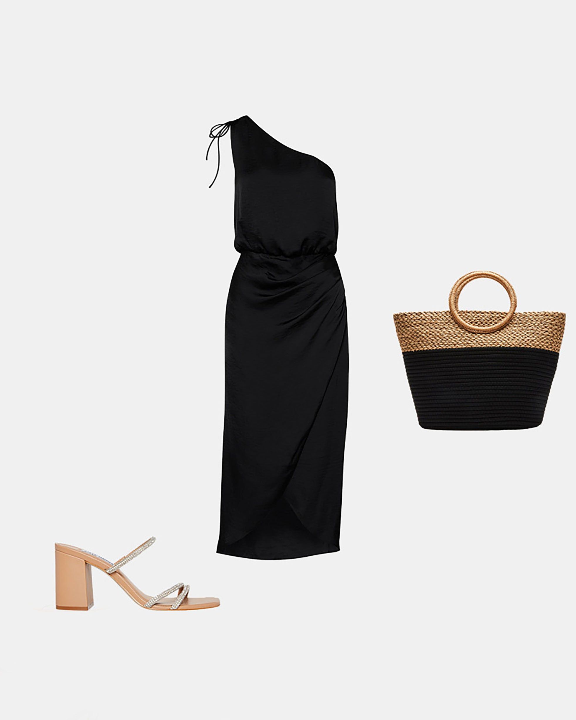 SHOP THE LOOK AVANI RHINESTONES + BARTS BAG + ADELE DRESS sold by Steve Madden