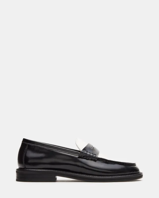 MADISON BLACK/WHITE LEATHER sold by Steve Madden
