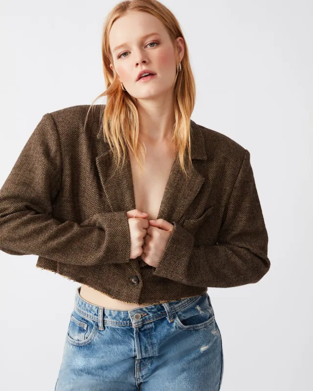 RUPI CROPPED BLAZER BROWN sold by Steve Madden